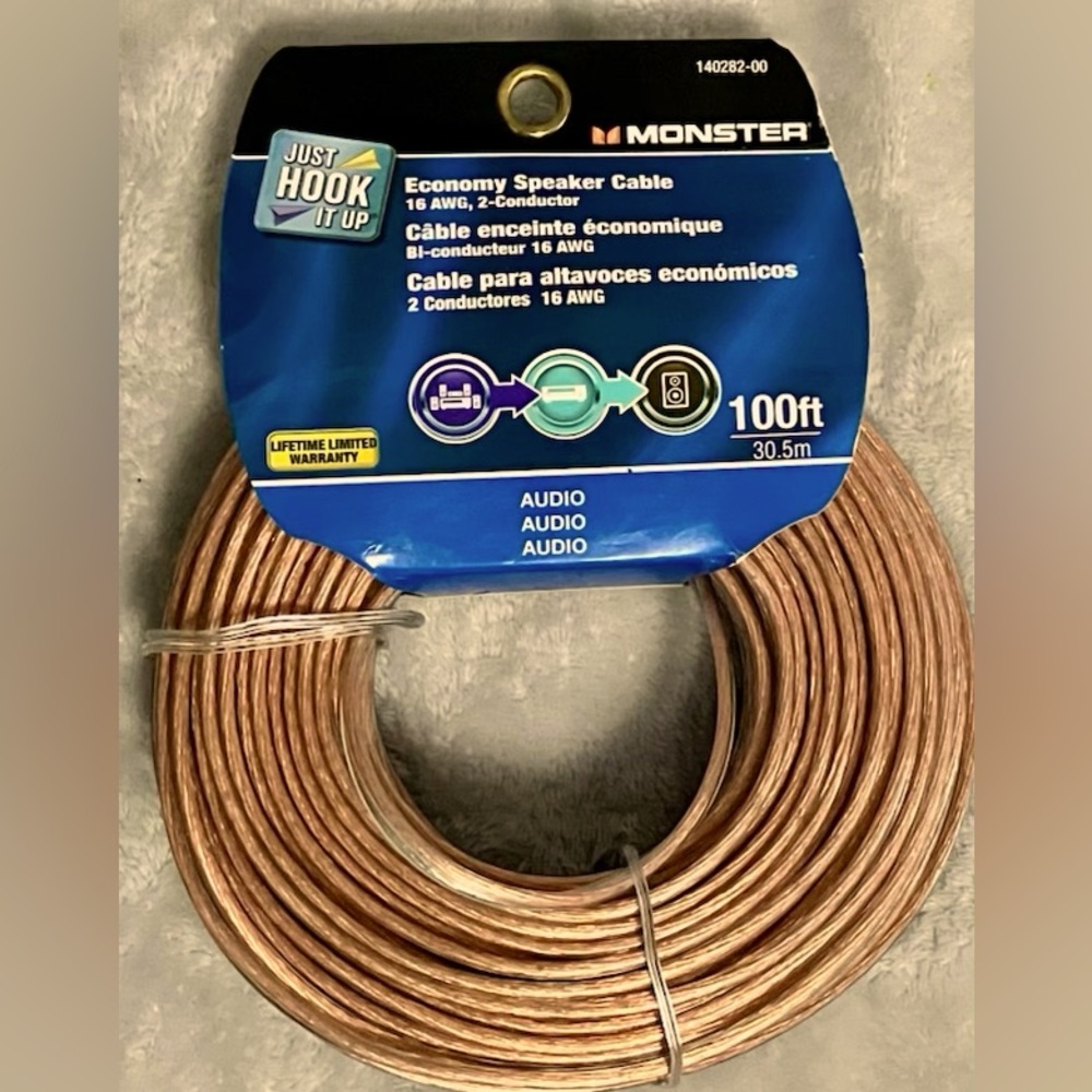 100’ MONSTER Just Hook it Up Bull speaker cable.